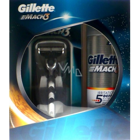 Gillette Mach3 holicí strojek + náhradní hlavice 1 kus + pěna na holení 250 ml, kosmetická sada, pro muže