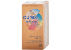 Durex Real Feel nelatexový kondom pro přirozený pocit kůže na kůži, nominální šířka: 56 mm 10 kusů