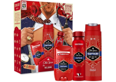 Old Spice Captain 3v1 sprchový gel na tvář, tělo a vlasy 250 ml + antiperspirant deodorant stick 50 ml + deodorant sprej 150 ml + domino, kosmetická sada pro muže