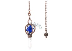 Lapis Lazuli Merkaba kyvadlo + čirý křemen + bronz, přívěsek z přírodního kamene 7,7 cm, řetízek cca 26,5 cm