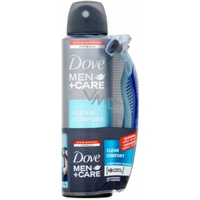 Dove Men + Care Clean Comfort antiperspirant deodorant sprej 150 ml + holicí strojek se 3 břity, duopack