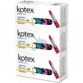 Kotex Ultra Sorb Normal tampony 3 x 16 kusů 2 + 1 balení 48 kusů