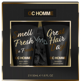 Grace Cole GC Homme mycí gel 50 ml + šampon 50 ml + mycí houba, kosmetická sada pro muže