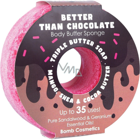 Bomb Cosmetics Better than chocolate Donut přírodní sprchová masážní koupelová houba s vůní 165 g