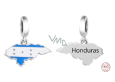 Charm Sterlingové stříbro 925 Honduras vlajka - houpající se mapa, přívěsek na náramek cestování