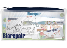 Biorepair Kids Zubní kartáček 1 kus + zubní pasta s jahodovou příchutí pro děti 0-6 let 15 ml, cestovní balení taštička