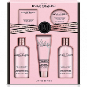 Baylis & Harding Jojoba, Vanilka a Mandlový olej mycí gel 300 ml + tělové máslo 100 ml + sprchový krém 300 ml + toaletní mýdlo 150 g + tělové mléko 130 ml, kosmetická sada