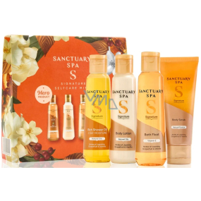 Sanctuary Spa Signature Self Care Minis sprchový olej 75 ml + pěna do koupele 75 ml + tělové mléko 75 ml + tělový peeling 50 ml, kosmetická sada pro ženy