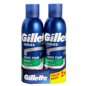 Gillette Series Sensitive Aloe Vera pěna na holení pro muže 2 x 200 ml, duopack