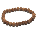 Rudraksha náramek elastický přírodní kámen 7 mm / 16 - 17 cm