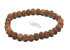 Rudraksha náramek elastický přírodní kámen 7 mm / 16 - 17 cm