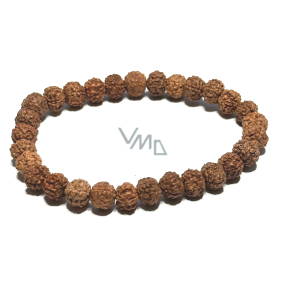 Rudraksha náramek elastický přírodní kámen 7 mm / 16 - 17 cm