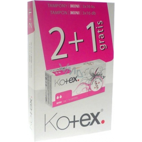 Kotex Mini tampony 3 x 16 kusů 2 + 1 balení 48 kusů