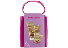 Dermacol Aroma Moment Macadamia sprchový gel 250 ml + tělové mléko 200 ml + pěna do koupele 2 x 15 ml + kosmetická taška, kosmetická sada pro ženy