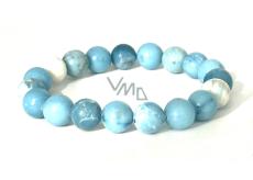 Larimar náramek elastický přírodní kámen, kulička 9 - 10 mm / 16 - 17 cm, klid - mír - vyrovnanost