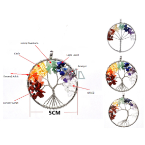 7 čaker Strom života přívěsek přírodní kámen, léčivý 5 cm
