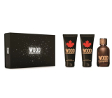 Dsquared2 Wood pour Homme toaletní voda 100 ml + balzám po holení 100 ml + sprchový gel 100 ml, dárková sada pro muže