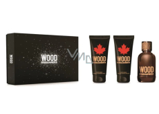 Dsquared2 Wood pour Homme toaletní voda 100 ml + balzám po holení 100 ml + sprchový gel 100 ml, dárková sada pro muže