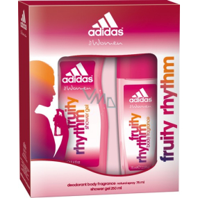 Adidas Fruity Rhythm parfémovaný deodorant sklo 75 ml + sprchový gel 250 ml, pro ženy kosmetická sada