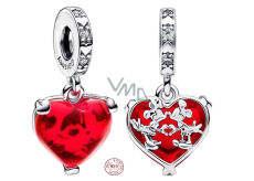 Charm Sterlingové stříbro 925 Disney Mickey a Minnie Mouse Murano srdce, přívěsek na náramek láska