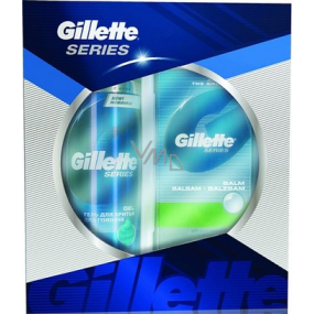 Gillette Series Sensitive gel na holení 200 ml + Sensitive balzám 100 ml, kosmetická sada pro muže