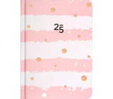 Albi Diář 2025 týdenní - Růžovobílý s puntíky 12 x 16,8 x 1,5 cm