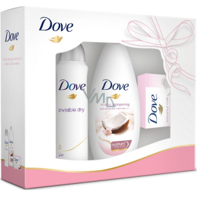 Dove Kokosové mléko a květy jasmínu sprchový gel 250 ml + antiperspirant sprej 150 ml + toaletní mýdlo 100 g, kosmetická sada