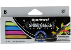 Centropen Shine4Black popisovače metalické se sytými inkousty 1 mm 6 barev