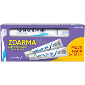 Sensodyne Extra Whitening zubní pasta 2 x 75 ml + zubní kartáček 1 kus