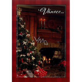 Albi Hrací přání do obálky vánoční Stromeček u krbu 14,8 x 21 cm